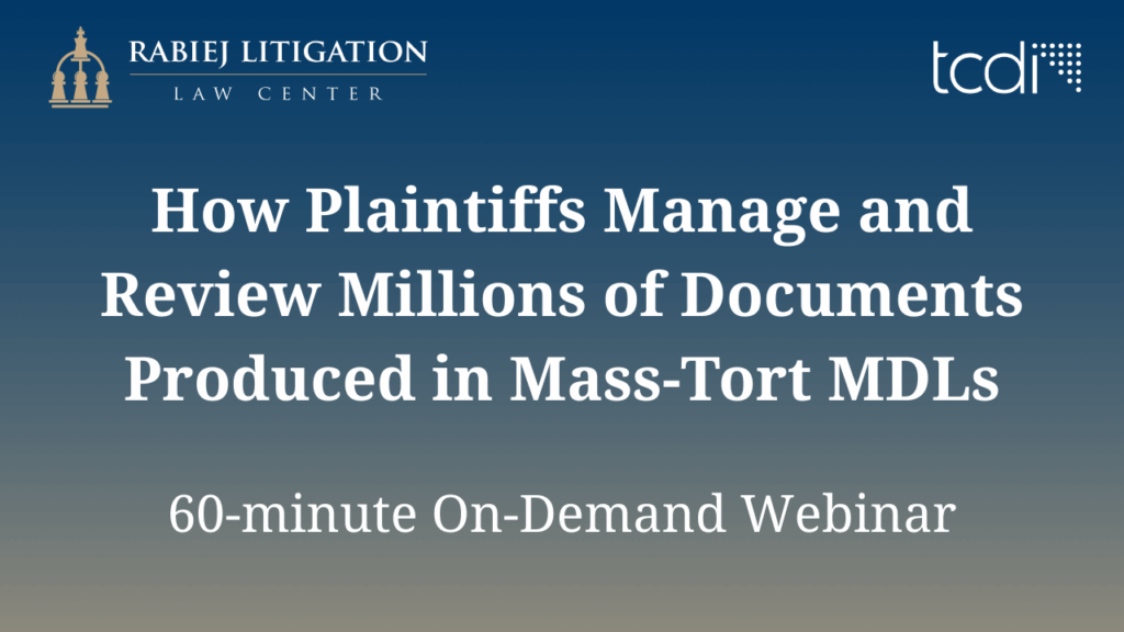 Rabiej Webinar on MDLs