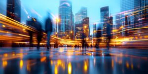 Fast paced image of city representing how fast modern data types are evolving